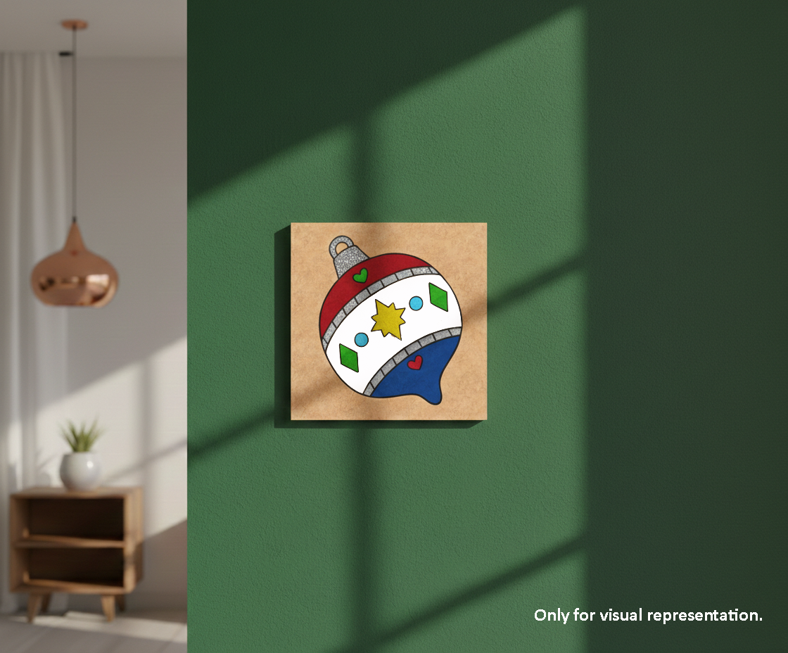 Painted MDF Christmas Ornament Festival Canvas DIY Painting Board with heart and star pattern, mounted on wall, mounted on wall
