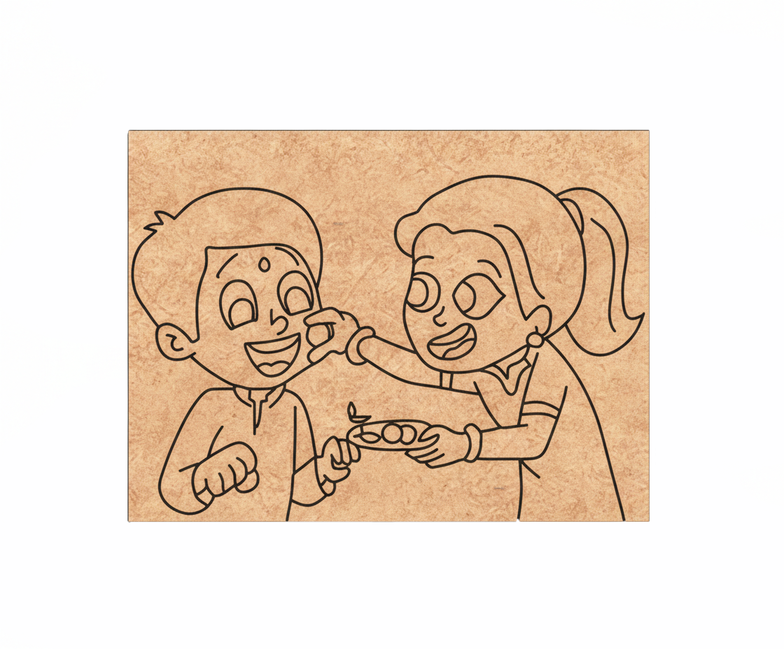 MDF Festival Canvas DIY Raksha Bandhan Painting Board showing brother sister illustration for kids craft and festive art project