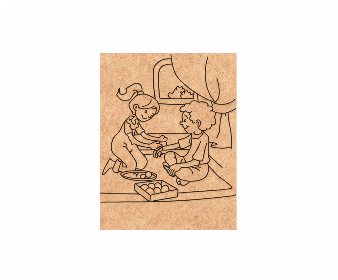MDF Festival Canvas DIY Bhai Dooj Painting Board showing brother sister illustration for kids craft and festive art project