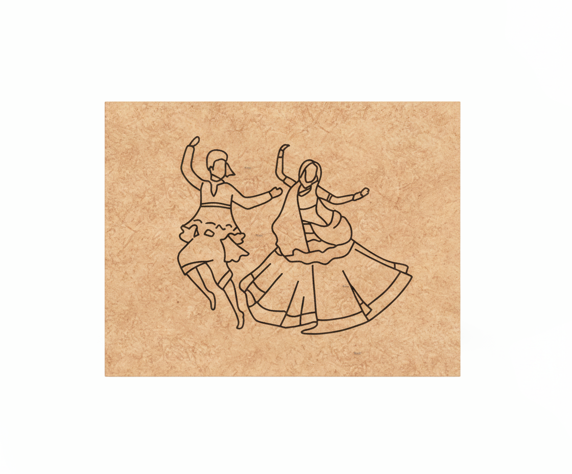 MDF Garba Dance Festival Canvas DIY Painting Board with traditional dancing couple design
