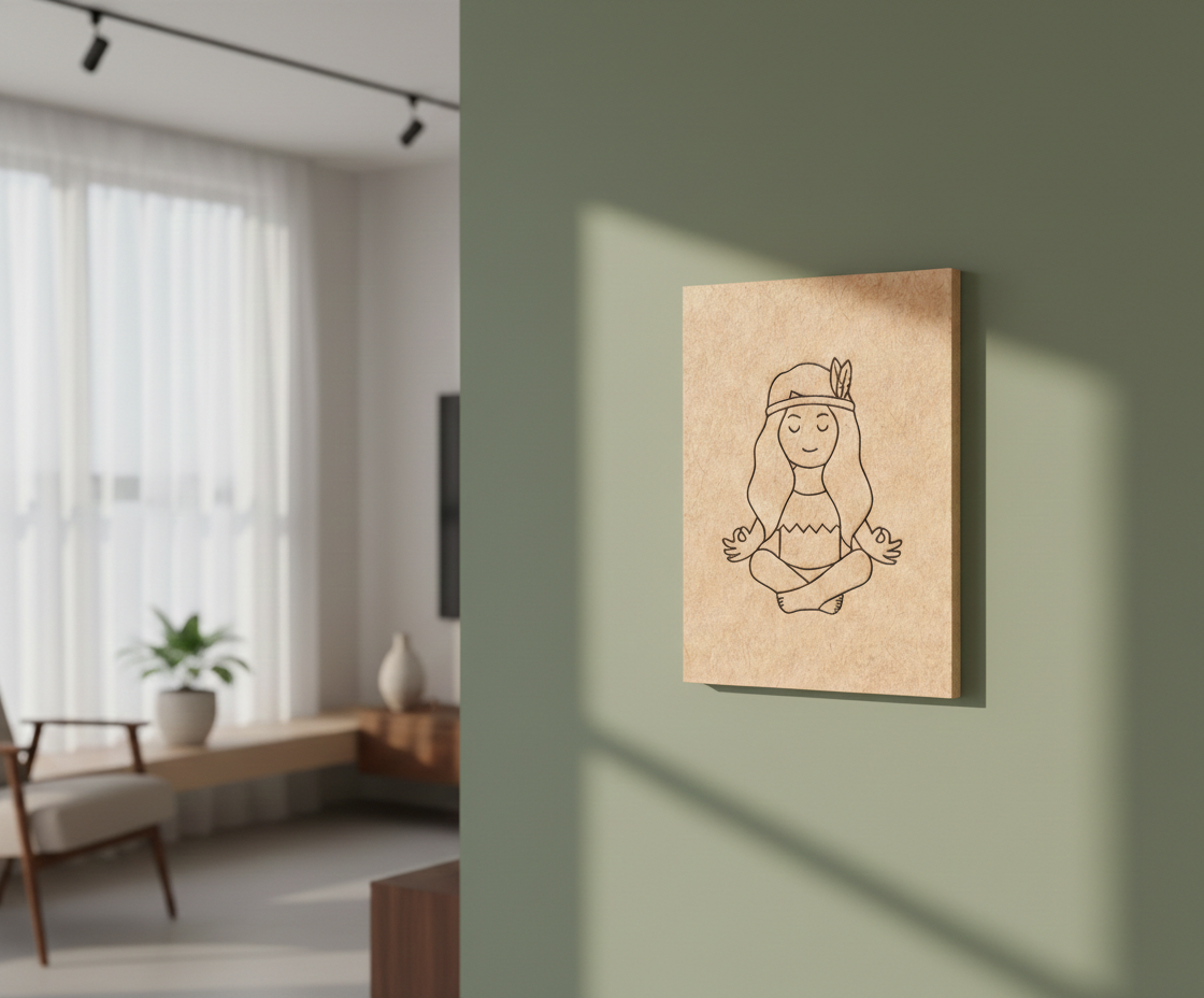 MDF Yoga Girl Festival Canvas DIY Painting Board with meditating girl design for mindful craft, mounted on wall
