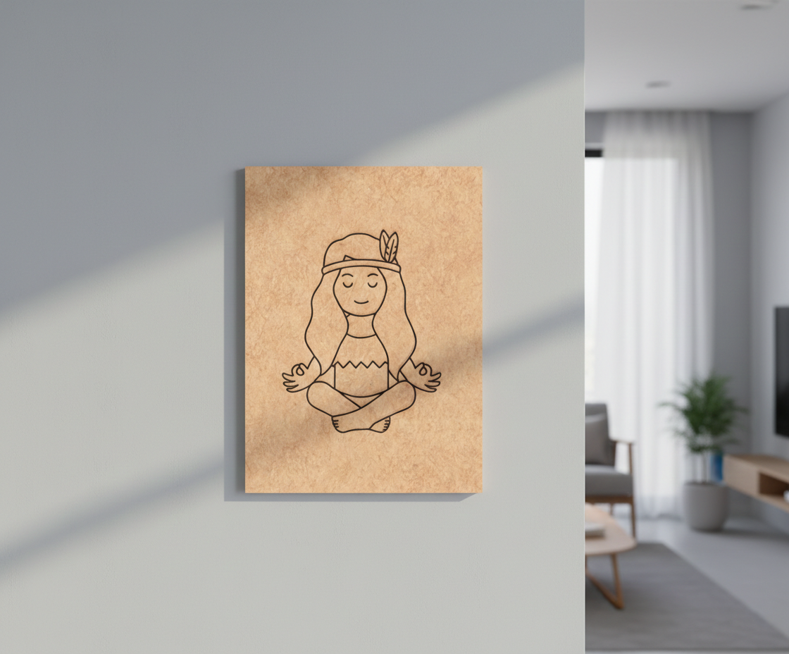 MDF Yoga Girl Festival Canvas DIY Painting Board with meditating girl design for mindful craft, mounted on wall