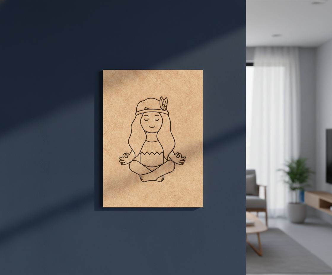 MDF Yoga Girl Festival Canvas DIY Painting Board with meditating girl design for mindful craft, mounted on wall