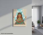 Painted MDF Yoga Girl Festival Canvas DIY Painting Board with meditating girl design for mindful craft, mounted on wall