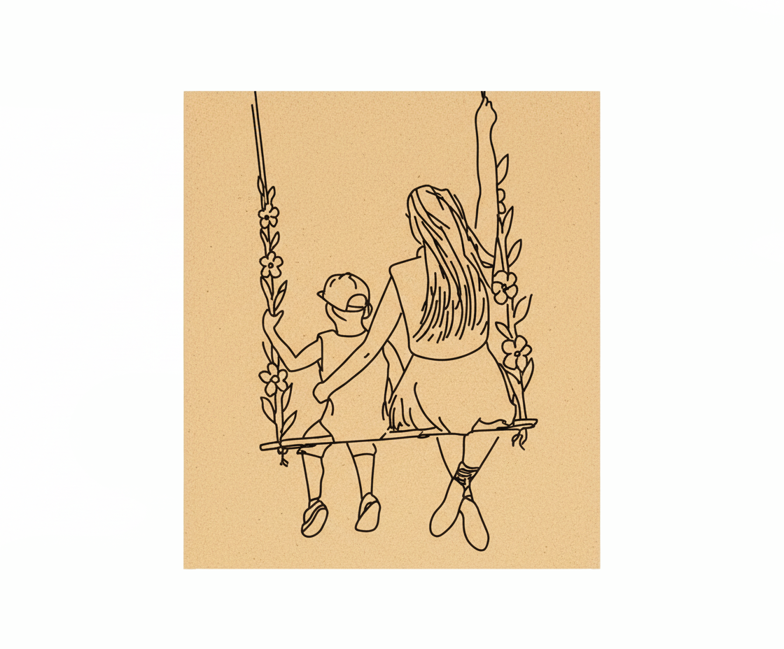 MDF Mother Child Festival Canvas DIY Painting Board showing mother and child