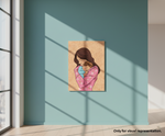Painted MDF Mother Love Festival Canvas DIY Painting Board showing mother holding baby illustration for emotional art, mounted on wall