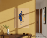Painted MDF Father Child Festival Canvas DIY Painting Board showing father carrying child illustration for emotional art, mounted on wall