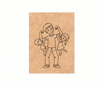 MDF Father Kids Festival Canvas DIY Painting Board showing happy father with two children illustration for kids