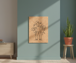 MDF Father Kids Festival Canvas DIY Painting Board showing happy father with two children illustration for kids, mounted on wall