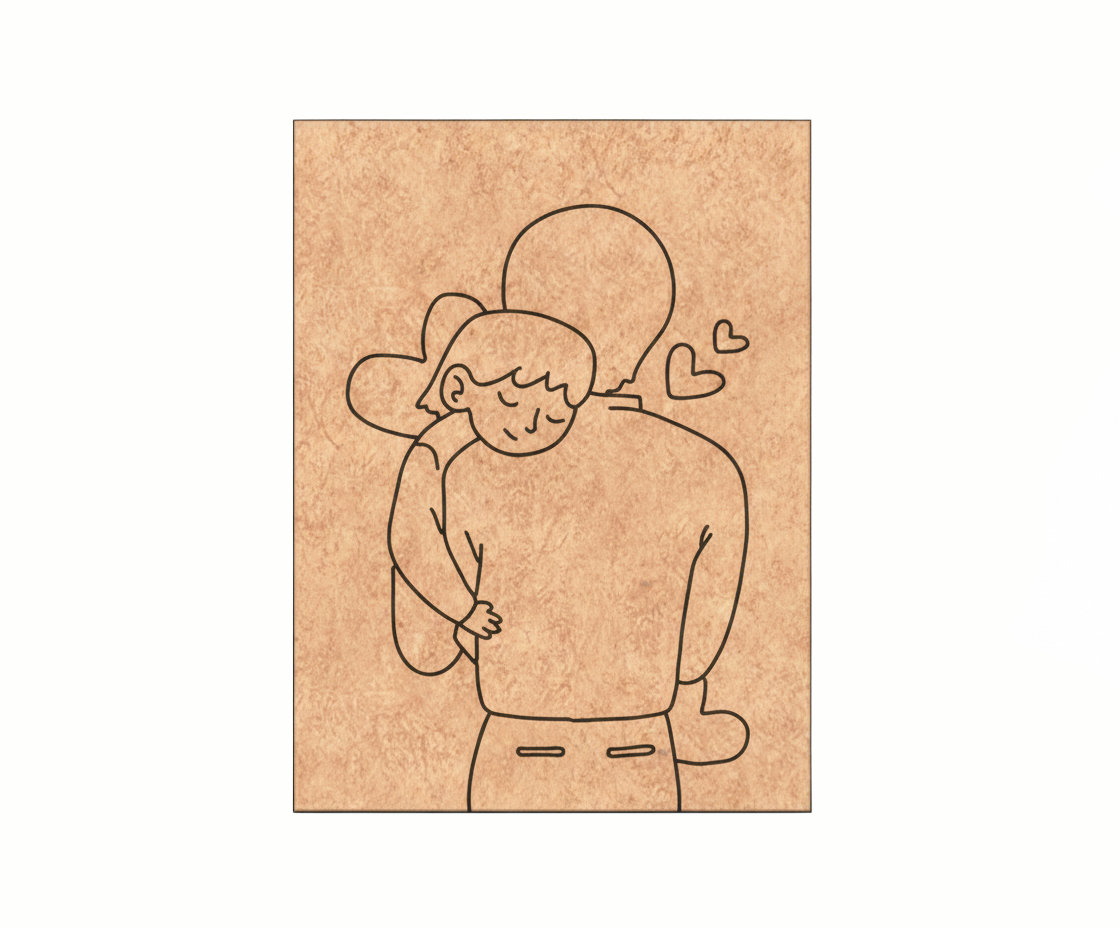 MDF Father Daughter Festival Canvas DIY Painting Board showing father hugging daughter illustration for emotional art
