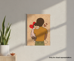 Painted MDF Father Daughter Festival Canvas DIY Painting Board showing father hugging daughter illustration for emotional art, mounted on wall
