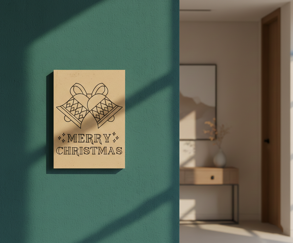 MDF Merry Christmas Festival Canvas DIY Painting Board with bells and text design for kids craft and festive home decor, mounted on wall