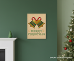 Painted MDF Merry Christmas Festival Canvas DIY Painting Board with bells and text design for kids craft and festive home decor, mounted on wall