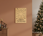 MDF Merry Christmas Wreath Festival Canvas DIY Painting Board with wreath, ornaments and text design for kids craft, mounted on wall