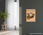 Painted MDF Merry Christmas Kids Festival Canvas DIY Painting Board with Santa, snowman and reindeer design for kids craft, mounted on wall 