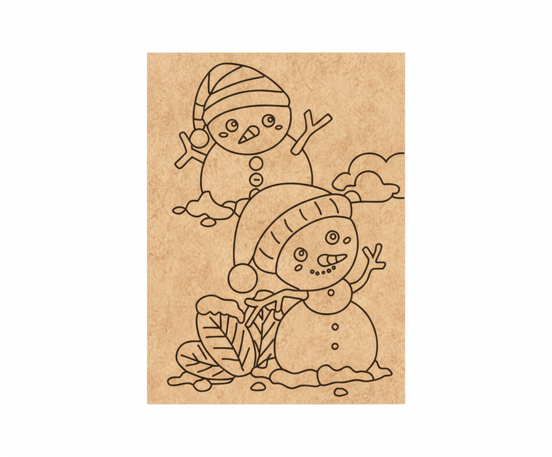 MDF Snowman Kids Festival Canvas DIY Painting Board with cute snowman design for kids craft and Christmas art project