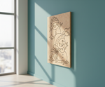 MDF Snowman Kids Festival Canvas DIY Painting Board with cute snowman design for kids craft and Christmas art project, mounted on wall show by side angle 