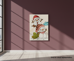 Painted MDF Snowman Kids Festival Canvas DIY Painting Board with cute snowman design for kids craft and Christmas art project, mounted on wall