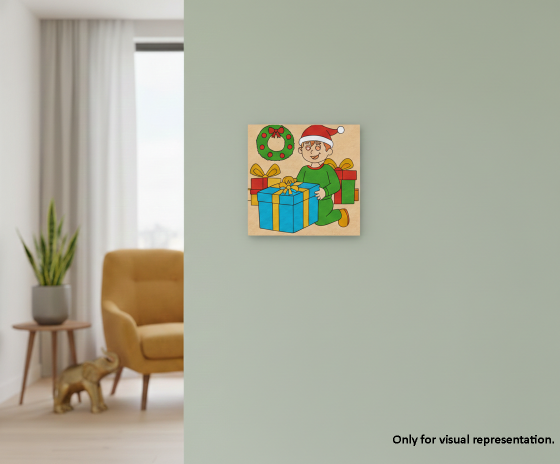 Painted MDF Christmas Gift Boy Festival Canvas DIY Painting Board for kids Christmas craft and festive art activity, mounted on wall