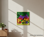Pianted MDF Christmas Gifts Festival Canvas DIY Painting Board with decorative gift boxes for Christmas craft, kids art, mounted on wall