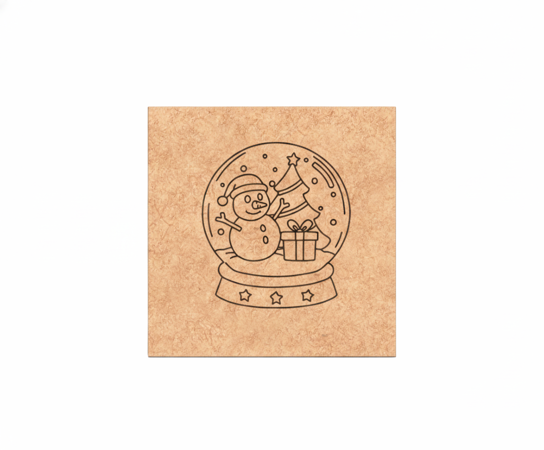 MDF Christmas Snow Globe Festival Canvas DIY Painting Board featuring snowman, Christmas tree and gift for kids