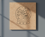 MDF Christmas Snow Globe Festival Canvas DIY Painting Board featuring snowman, Christmas tree and gift for kids, mounted on wall