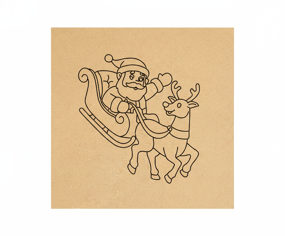 MDF Santa Sleigh Christmas Festival Canvas DIY Painting Board featuring Santa Claus and reindeer for kids craft and festive decoration