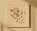 MDF Santa Sleigh Christmas Festival Canvas DIY Painting Board featuring Santa Claus and reindeer for kids craft and festive decoration, mounted on wall