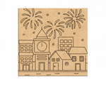 MDF Diwali City Lights Festival Canvas DIY Painting Board featuring cityscape and fireworks design for festive