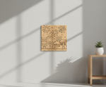 MDF Diwali City Lights Festival Canvas DIY Painting Board featuring cityscape and fireworks design for festive, mounted on wall