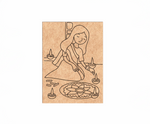 MDF Diwali Rangoli Festival Canvas DIY Painting Board showing girl making rangoli with diyas for festive craft and decoration