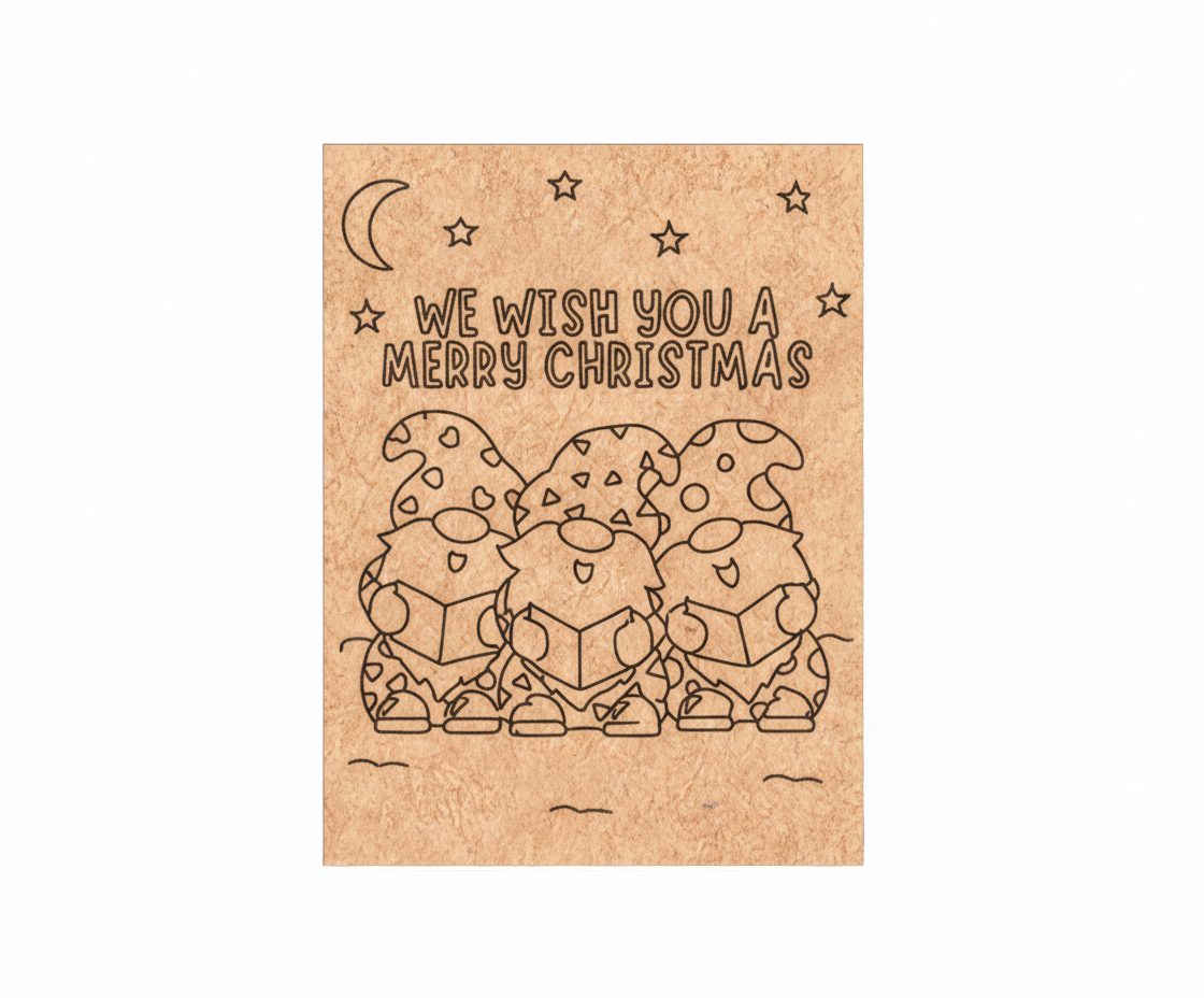 MDF Christmas Carol Festival Canvas DIY Painting Board with gnomes and We Wish You A Merry Christmas text for festive craft