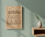 MDF Christmas Carol Festival Canvas DIY Painting Board with gnomes and We Wish You A Merry Christmas text for festive craft, mounted on wall