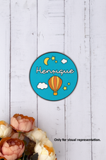 Personalized MDF Kids’ Name Plate with Hot Air Balloon and Stars – Painted Version