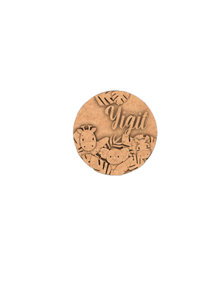 Plain MDF engraved base with jungle animals design for DIY coloring