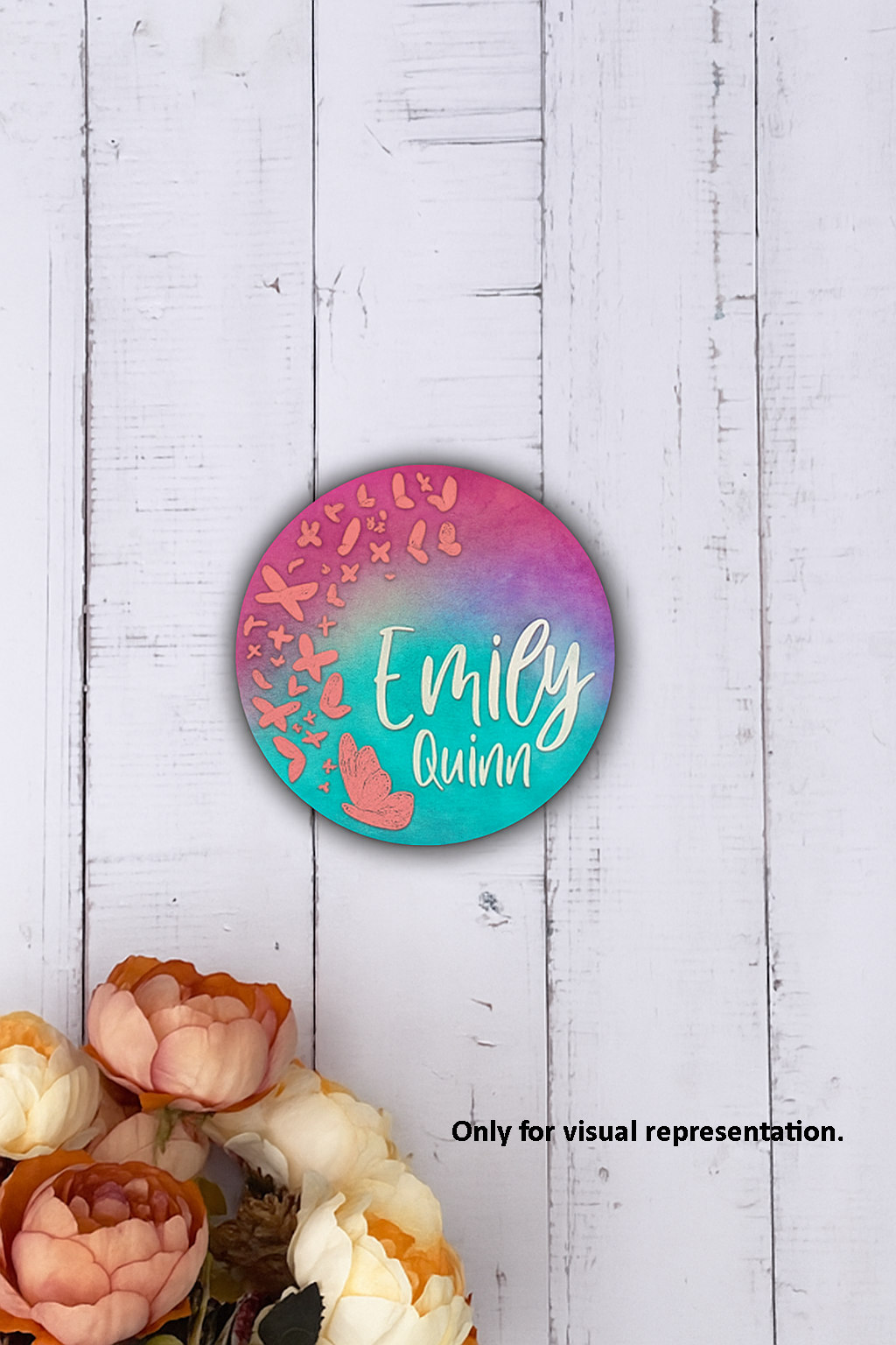 DIY Butterfly-Themed MDF Personalized Name Plate for kids with engraved butterflies and name section