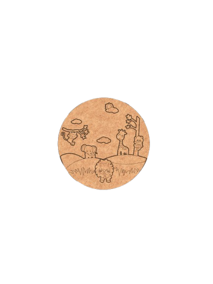 "DIY Jungle Safari Theme MDF Name Plate with engraved animals unpainted 