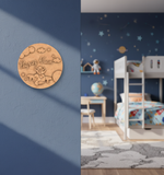 Unpainted MDF DIY Kids Name Plate airplane design – customizable with name.