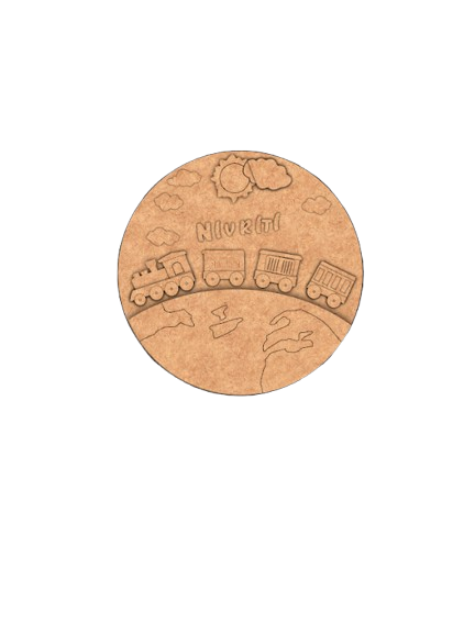 Plain pre-marked MDF base with engraved train design for DIY painting