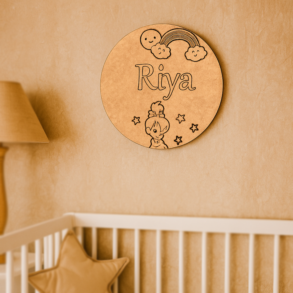 Kids MDF Name Plate – Cartoon Fairy