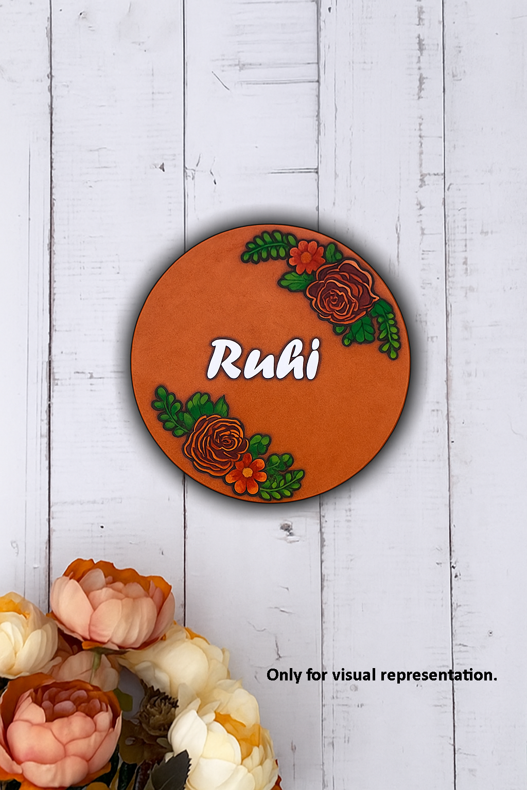 DIY MDF Floral Frame Name Plate – Personalized Engraved Craft Base for Kids