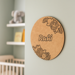 DIY MDF Floral Frame Name Plate – Personalized Engraved Craft Base for Kids uncoloured.