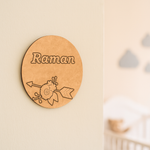 DIY MDF Arrow & Floral Personalized Name Plate – Engraved Craft Base for Kids uncoloured.