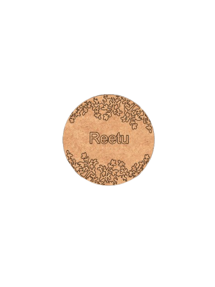 DIY MDF Leafy Border Name Plate – Personalized Engraved Craft Base for Kids uncoloured