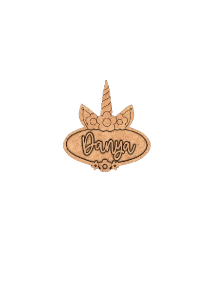 DIY Unicorn Horn Personalized Name Plate uncoloured