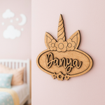 DIY Unicorn Horn Personalized Name Plate uncoloured.