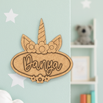 DIY Unicorn Horn Personalized Name Plate uncoloured.