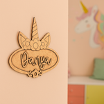 DIY Unicorn Horn Personalized Name Plate uncoloured.
