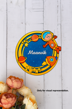 DIY MDF Space Ring Name Plate with Astronaut, Rocket & Planets – Personalized Engraved Craft Base