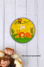 DIY Jungle Theme MDF Name Plate with Engraved Animals – Personalized Craft Base for Kids